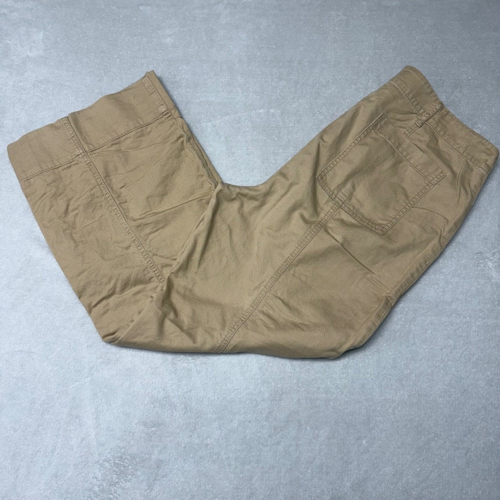 Loft Womens Tan Khaki Wide Leg Utility Seam Front Pants Sz 14 High Rise Trouser - Picture 1 of 7